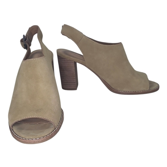 Madewell Cary Genuine Suede Leather  Sling Back Peep Toe Block Heel Sandals 7.5 - Picture 10 of 11